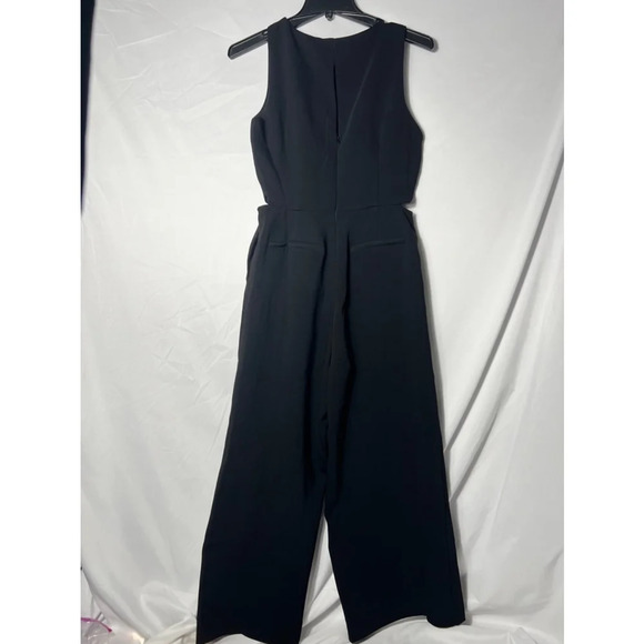 Adelyn Rae Wide-Leg Sleeveless‎ Keyhole Jumpsuit Small Black - Picture 3 of 11